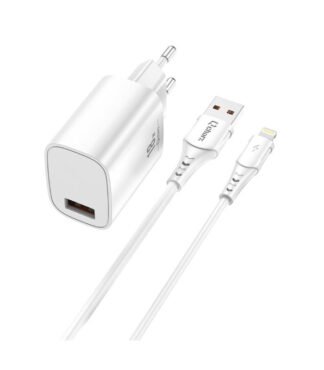 Qcharx Artemisia Cargador 3A 18W 1 Puerto USB + Cable USB Lightning / tipo C Blanco (1m)
